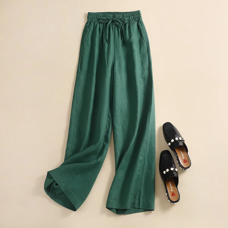 Top Trends: Summer Women's Clothing Trousers Slim Cotton Hemp Female Clothing Large Breathable And Cool Linen Thin Loose Wide Leg Pants Shoppable Styles - Image 3