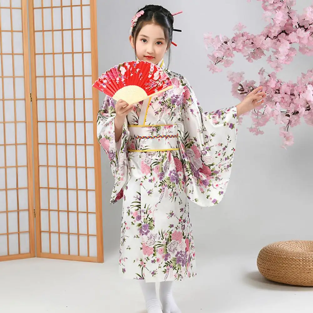 Top Trends: 1 Set Japanese Kimono Vibrant Cherry Blossom Print Easy To Wear Cosplay School Performances Kimono For Girls Shoppable Styles