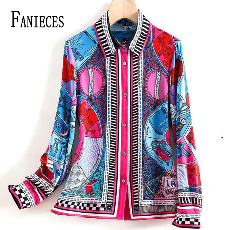 Top Trends: FANIECES 3XL Shirts Blouses Vintage Print Long Sleeve Turn-down Collar Women Blouse Top Lapel Blusas Mujer Elegantes Y Juveniles Shoppable Styles