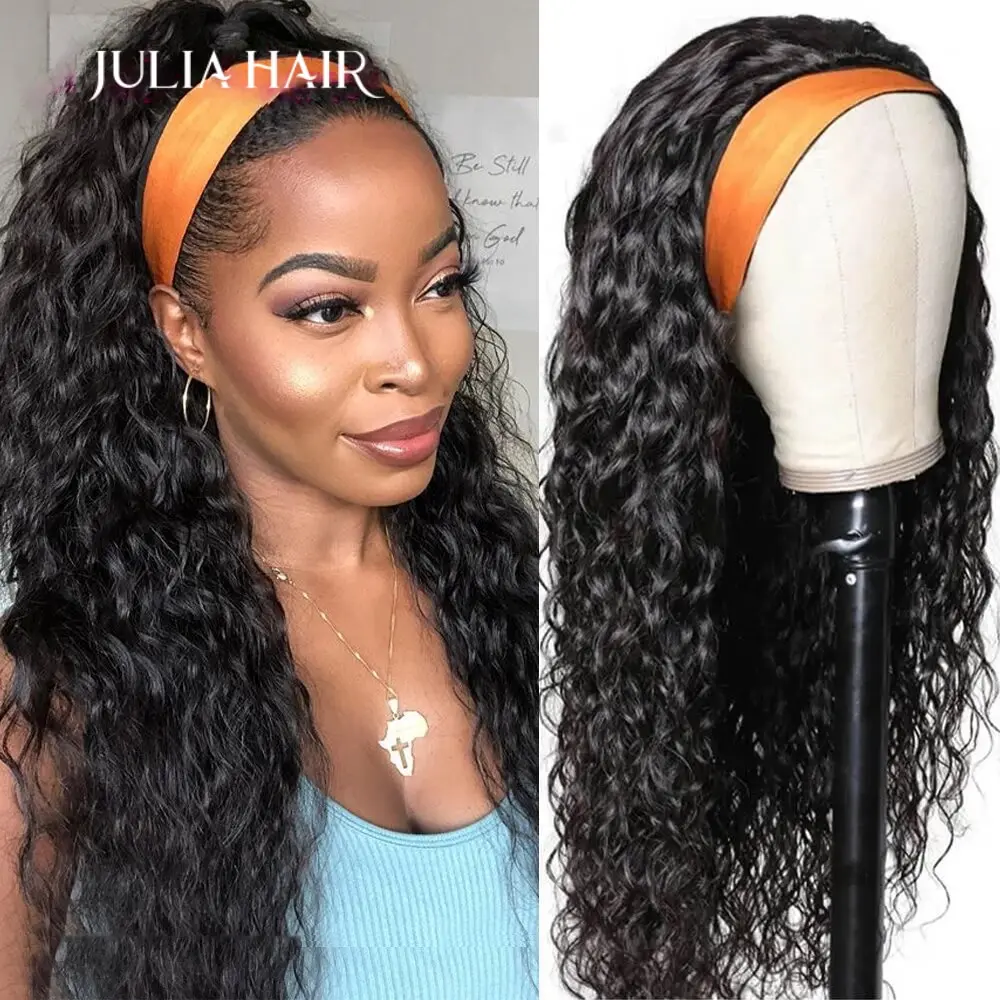 Top Trends: Julia Hair Headband Wig Human Hair Headband Scarf Wig Water Wave Human Hair Wigs For Women No Glue No Sew In Beginner Friendly Shoppable Styles