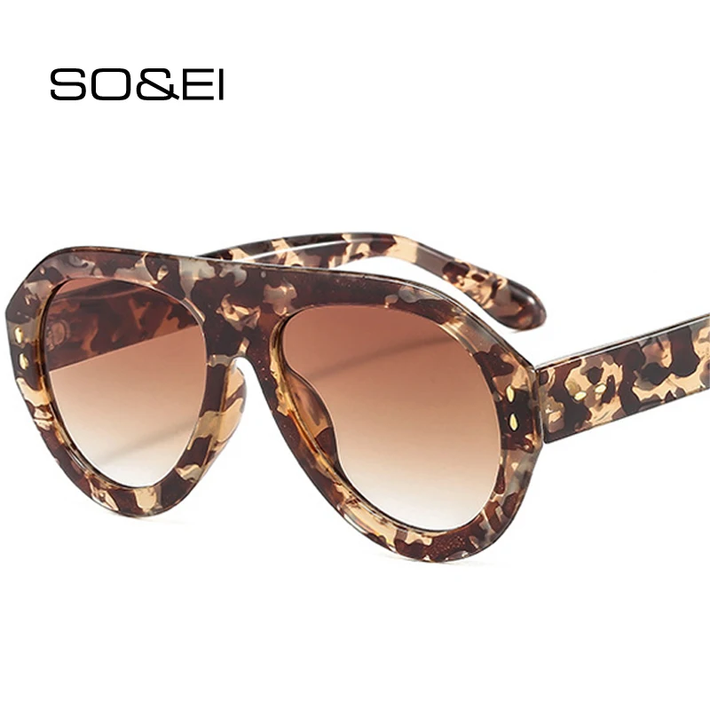 Top Trends: SO&amp;EI Ins Popular Fashion Pilot Sunglasses Women Shades UV400 Retro Rivets Decoration Gradient Trending Men Round Sun Glasses Shoppable Styles