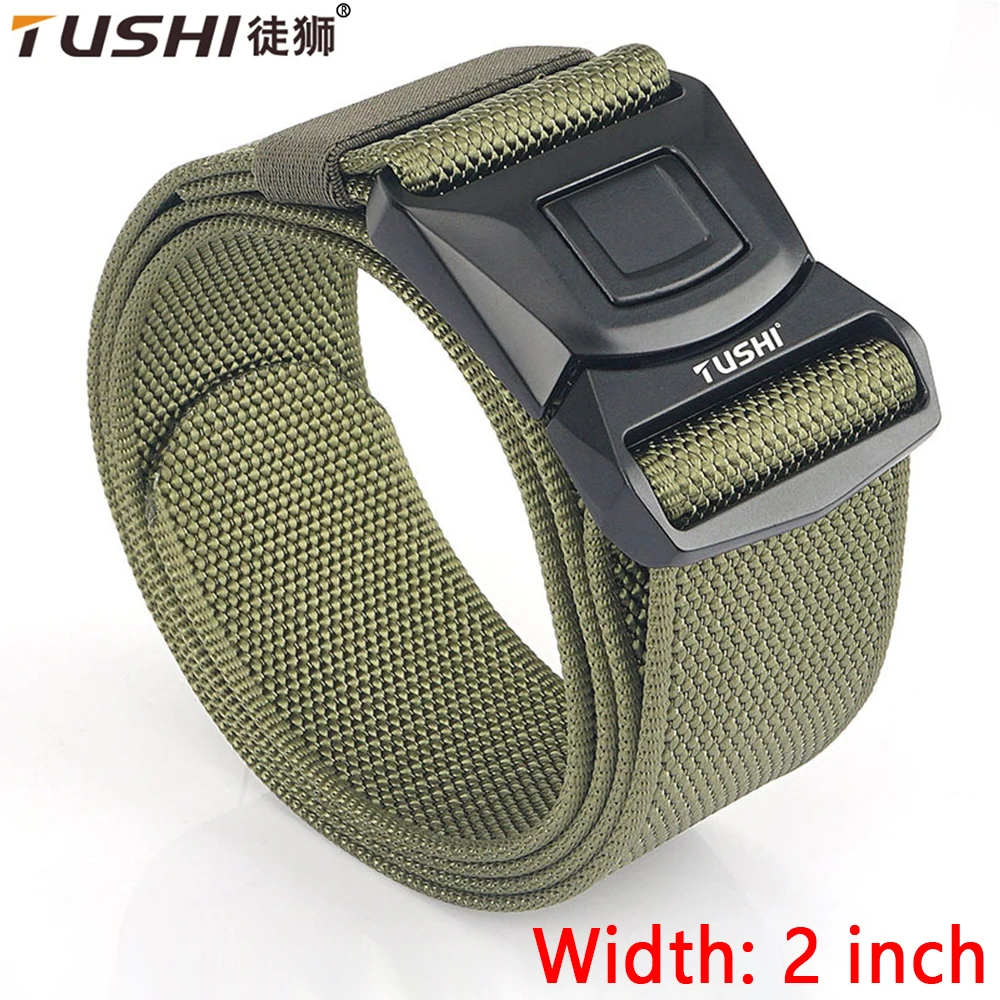 Top Trends: TUSHI 2 Inch Men Canvas Waistband New Army Style Combat Belts Quick Release Tactical Belt Outdoor Hunting Camouflage Waist Strap Shoppable Styles