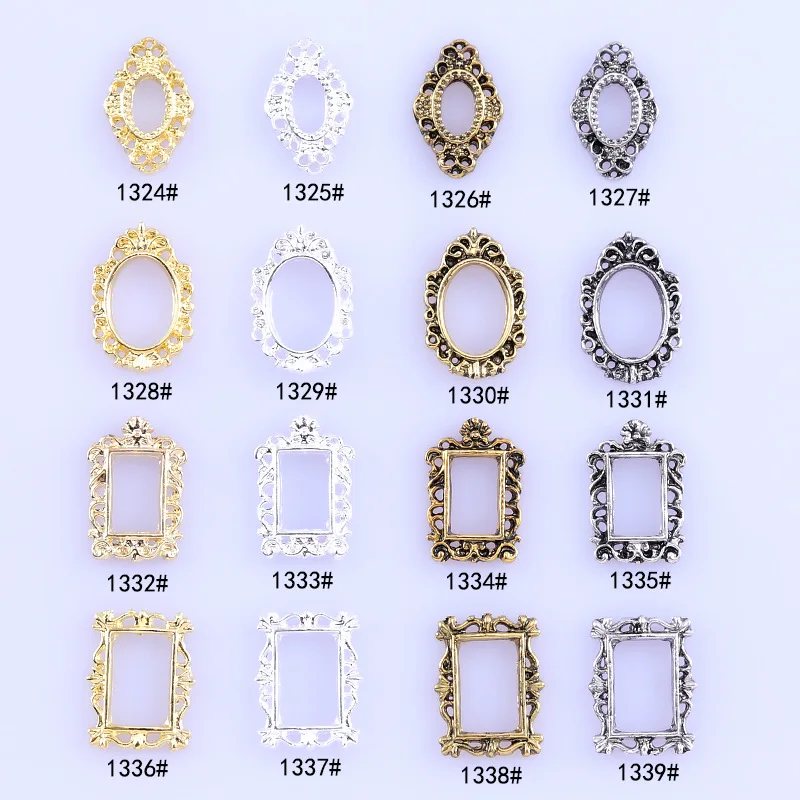 Top Trends: 50Pcs Nail Art Frames 4 Shapes Designs DIY Alloy Charms For 3D Nail Accessories 4 Colors Hollow Nail Art Gems Stones Frames Shoppable Styles