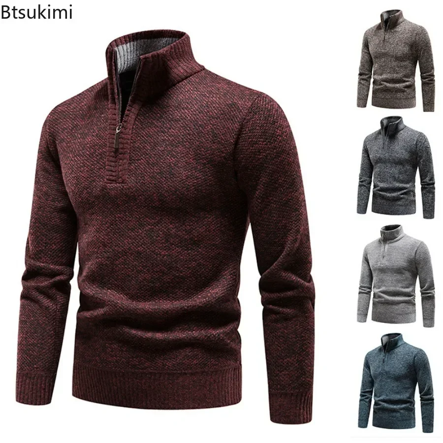 Top Trends: 2024 Men&#039;s FleeceThicker Sweater Half Zipper Turtleneck Warm PulloverTops Quality Male Knitted Wool Sweaters For Autumn Winter Shoppable Styles