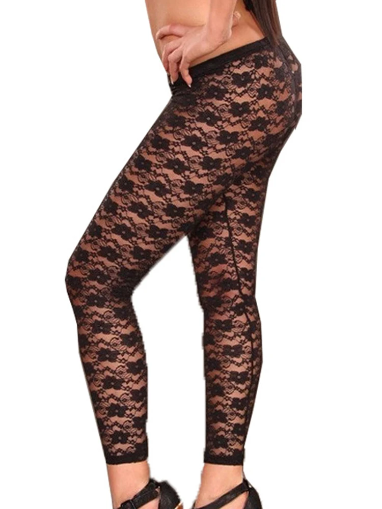 Top Trends: Lace Leggings Women Sexy High Waist Black Skinny Floral Stretch Workout Leggins Streetwear Shoppable Styles