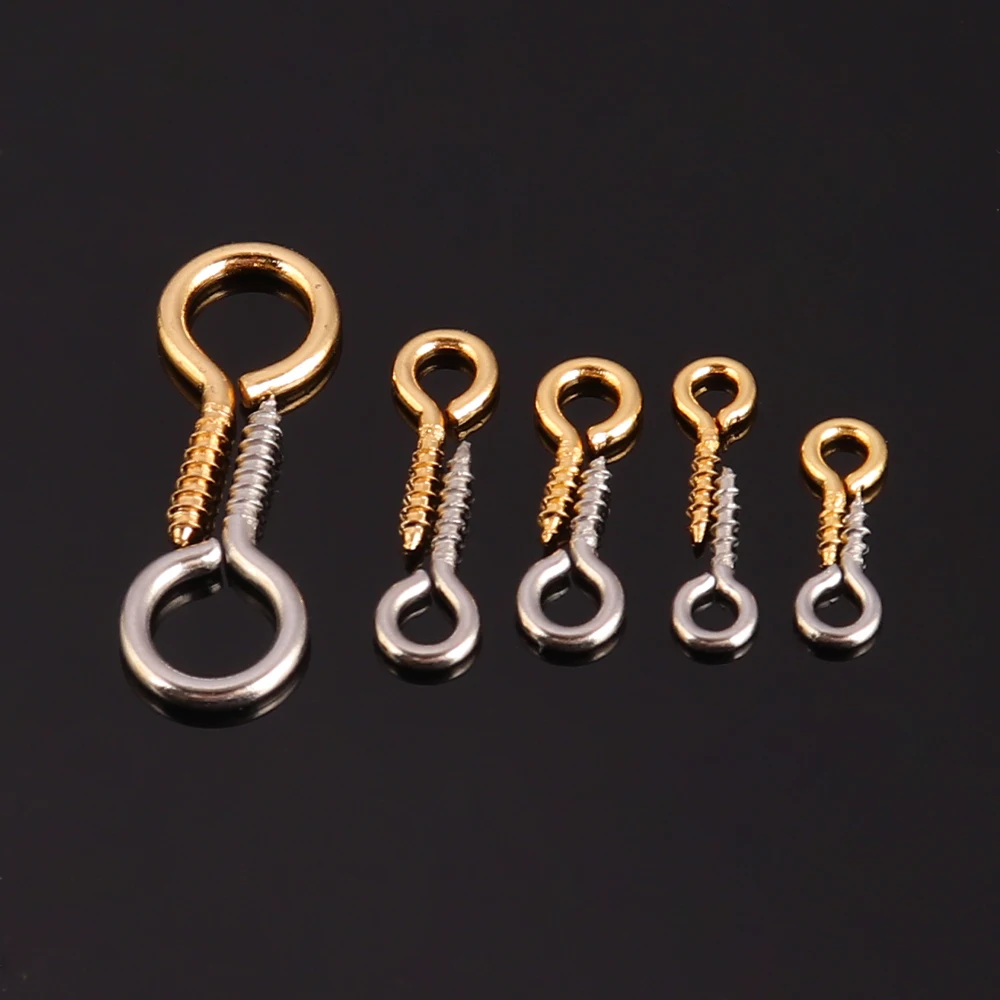 Top Trends: 50pcs / lot Stainless Steel Eye Pins Eyepins Hooks Eyelets Screw Threaded Clasp Hooks For DIY Jewelry Making Accessories Supplies Shoppable Styles