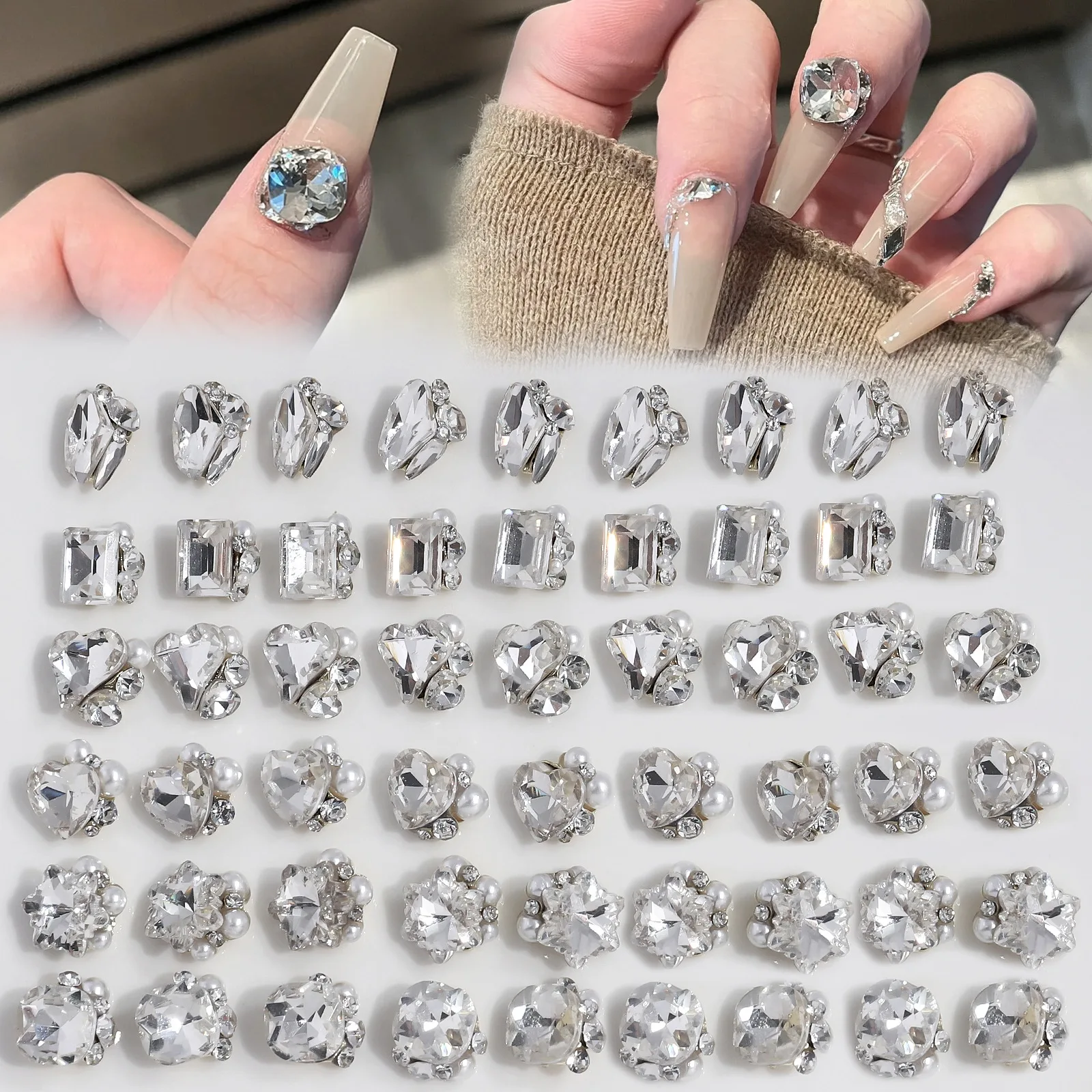 Top Trends: 10pcs Luxury Transparent Diamond Glitter Decoration Flash Rhinestones Glass Gems Stones 3D Charms Crystals Nail Parts Suplies Shoppable Styles