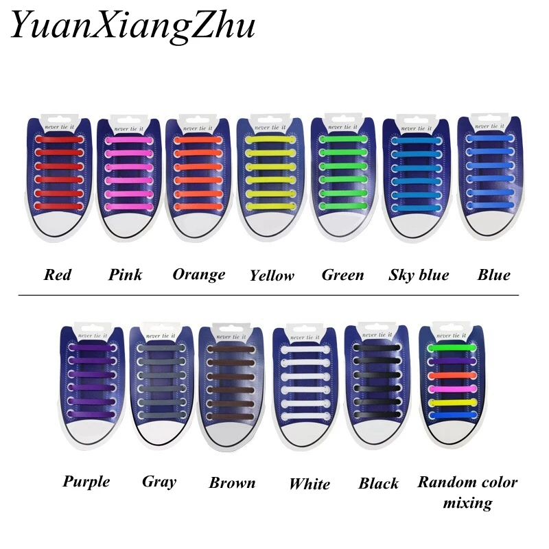 Top Trends: 12Pcs / Set Elastic Silicone Shoelaces Athletic Running No Tie Shoelace Sneakers Fit Strap Shoes Lace For Men Women Shoelaces Shoppable Styles