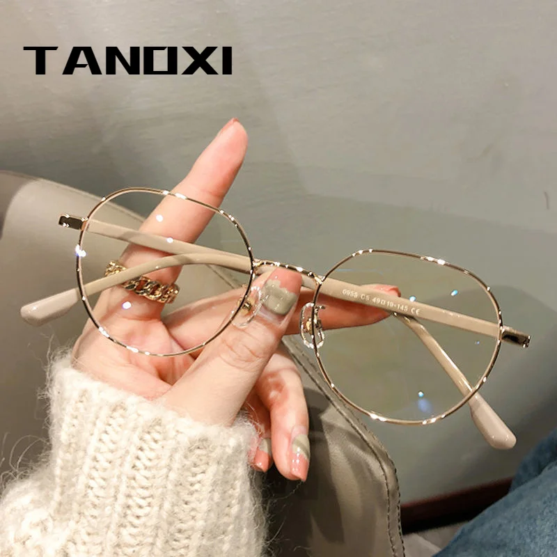 Top Trends: TANOXI Anti Blue Light Metal Polygons Myopia Glasses Women Men Computer Myopic Optical Eyeglasses Unisex Goggle 0-0.5-1-1.5 Shoppable Styles