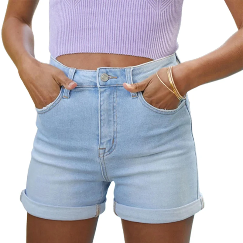 Top Trends: Summer Stretch Midriff Button Splice Denim Shorts Women Comfortable Casual Three Quarter Pants Female Fashion Ultra-short Jeans Shoppable Styles