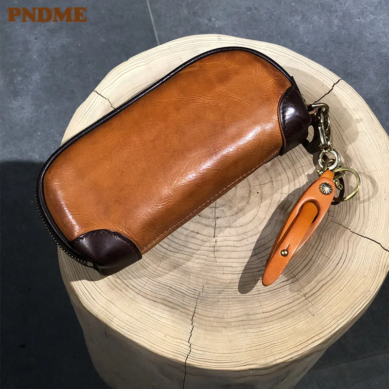 Top Trends: PNDME Vintage Handmade Luxury Genuine Leather Men Clutch Bag Casual Designer High Quality Real Cowhide Phone Card Holder Wallet Shoppable Styles