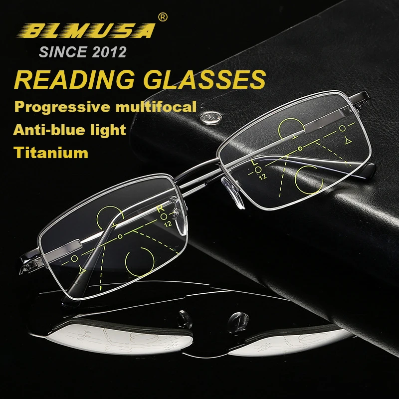 Top Trends: BLMUSA High Quality Progressive Multifocal Reading Glasses Men Titanium Anti Blue Light Glasses Women Casual Eyewear For Elderly Shoppable Styles