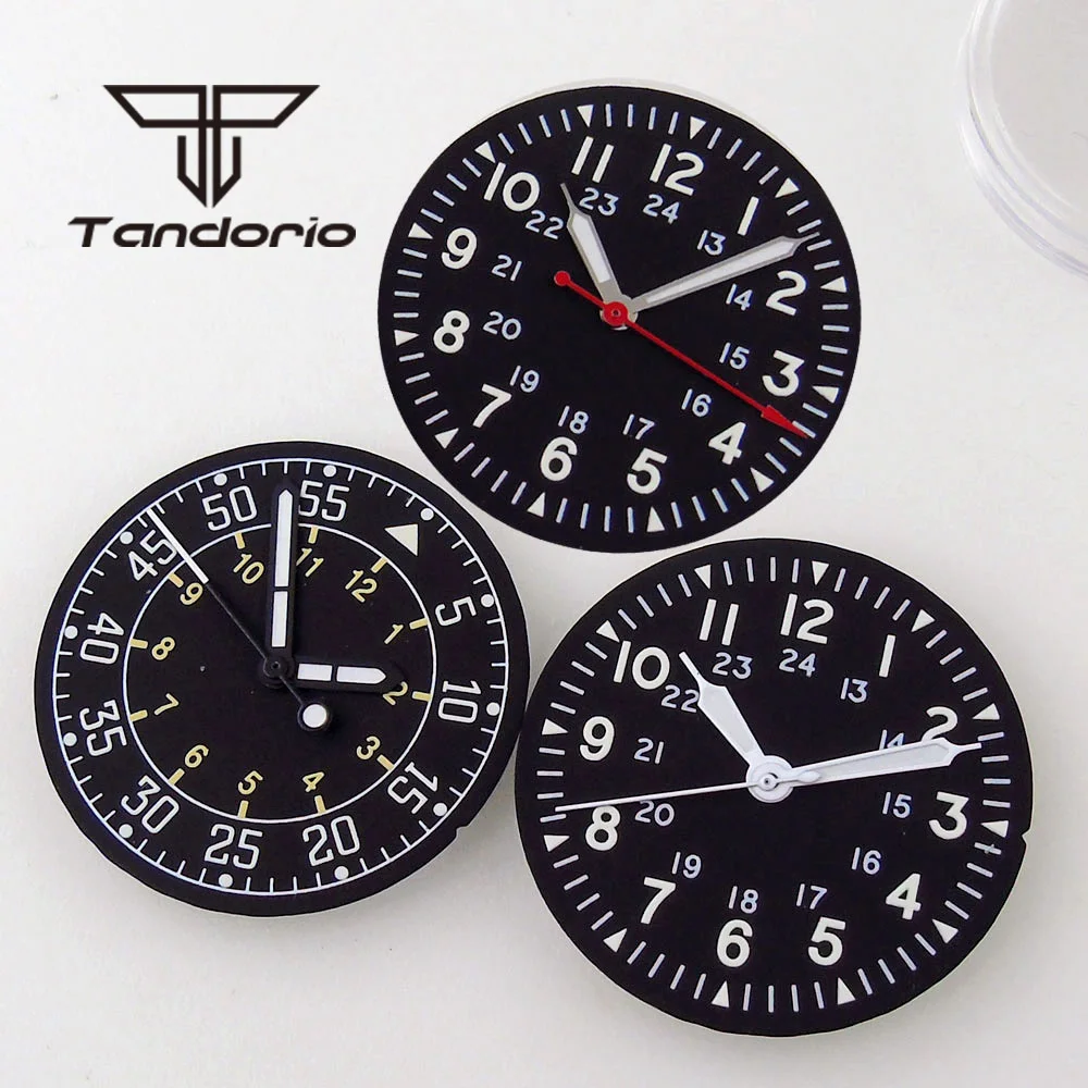 Top Trends: 29mm Black Sterile Watch Dial Face Hands Set Green Luminous Accessories Fit NH35 NH36 ETA2824 PT5000 ST2130 Automatic Movement Shoppable Styles