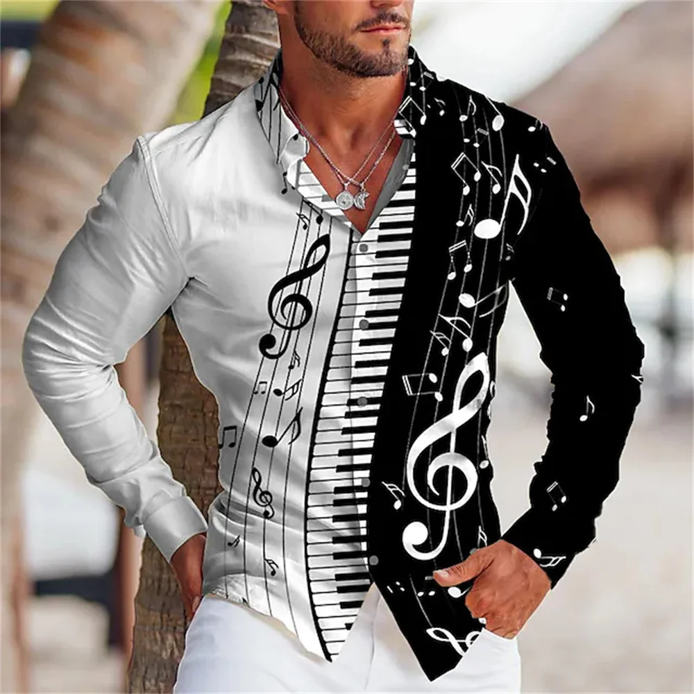 Top Trends: Graphic Printing Of Men&#039;s Shirts In Summer 2023 Music Button Top Long Sleeve Button Shirt Clothing Design Comfortable S-6XL Shoppable Styles