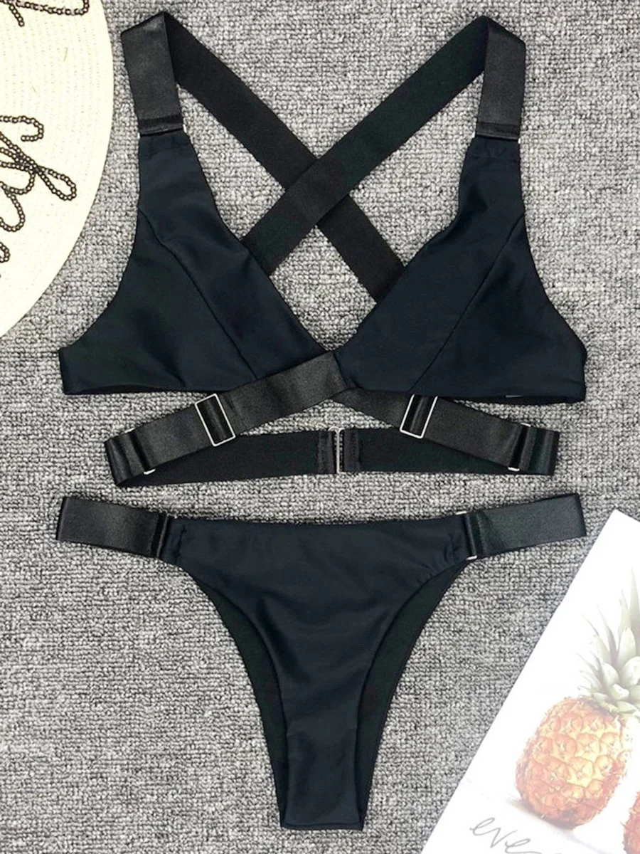 Top Trends: Sexy Adjust Buckle Bandage Vevlet Bikini 2024 Women Swimsuit Female Bikinis Swimwear Two Pieces Bikini Set Bathing Suit Swim Shoppable Styles