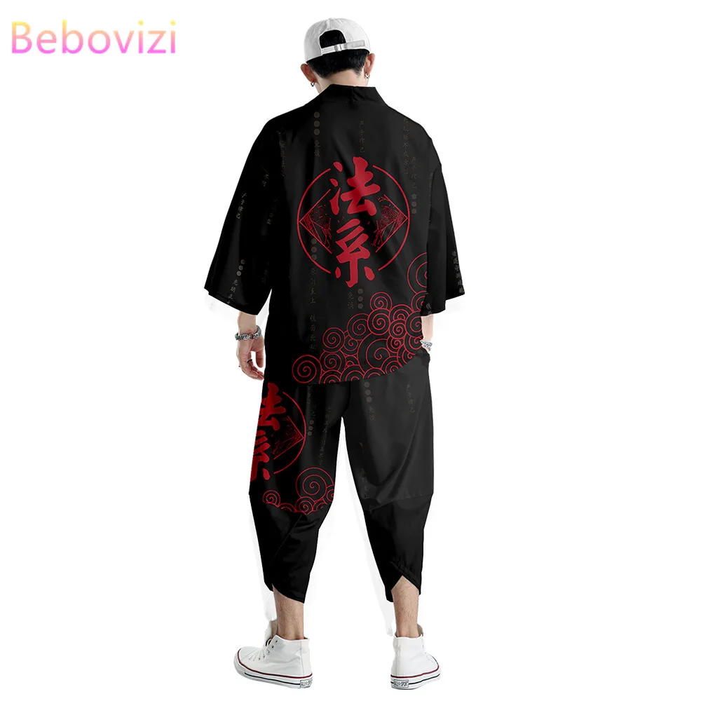 Top Trends: Chinese Style Suit Plus Size 6XL 5XL Japanese Cardigan Women Men Cosplay Yukata Clothing Harajuku Kimono + Pants Sets Shoppable Styles