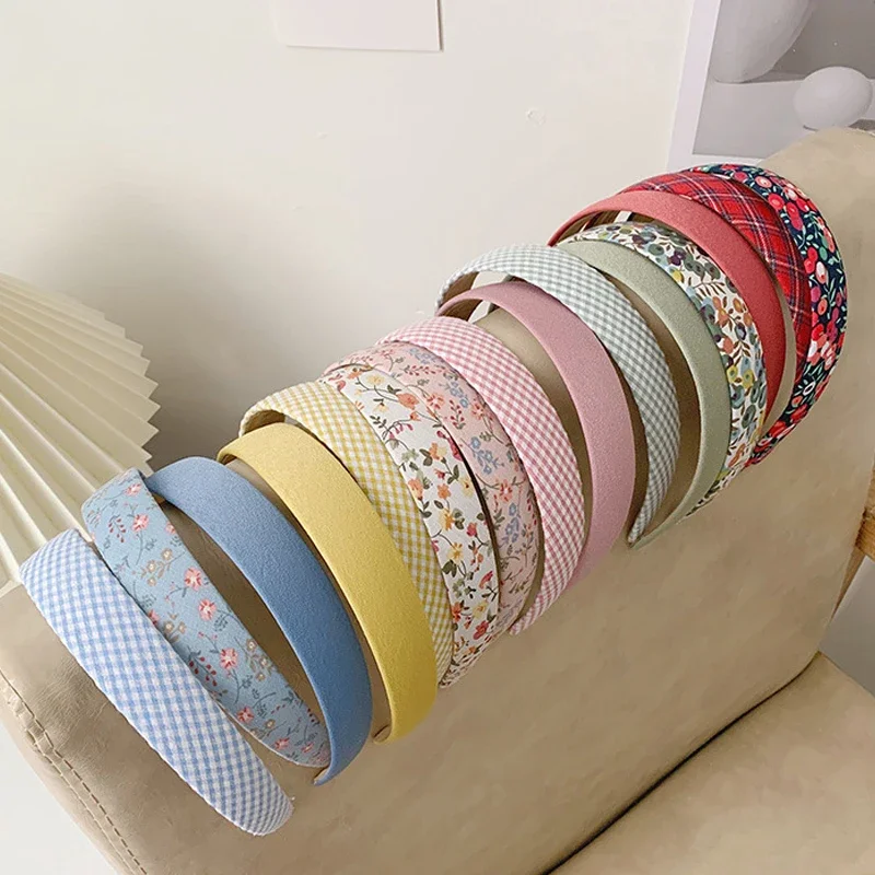 Top Trends: Korea Style Retro Headband Women Simple Cloth Fabric Hair Band Floral Lattice Hairbins For Ladies Girl Headwear Hair Accessories Shoppable Styles