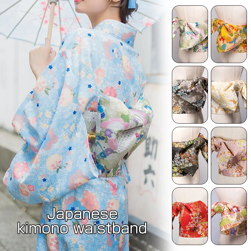 Top Trends: Traditional Japanese Yukata Classic Geisha Kimono Obi Belt Sakura Print Cummerbunds Bow-knot Noble Retro Japanese Waistband Shoppable Styles