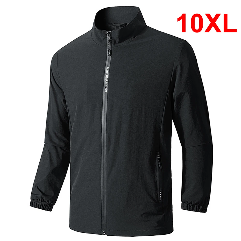 Top Trends: Plus Size 10XL Windbreak Jacket Men Fashion Casual Solid Color Jackets Coat Spring Autumn Camping Jacket Male Outerwear Black Shoppable Styles