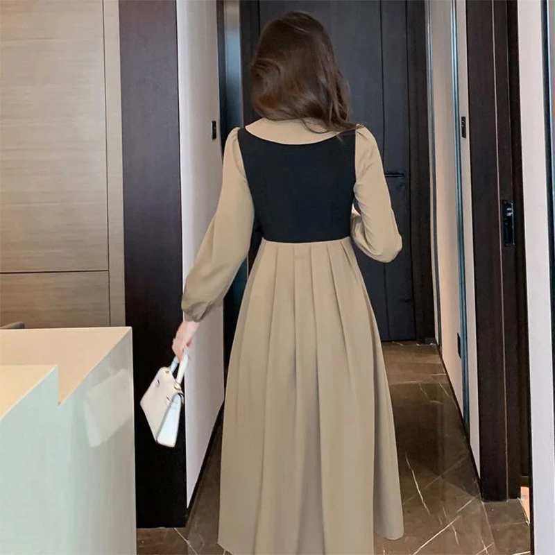 Top Trends: Spring Summer Fake Two Piece Bandage Elegant Fashion Dress Lady Long Sleeve Casual All-match Midi Vestidos Female Robe Dresses Shoppable Styles - Image 6