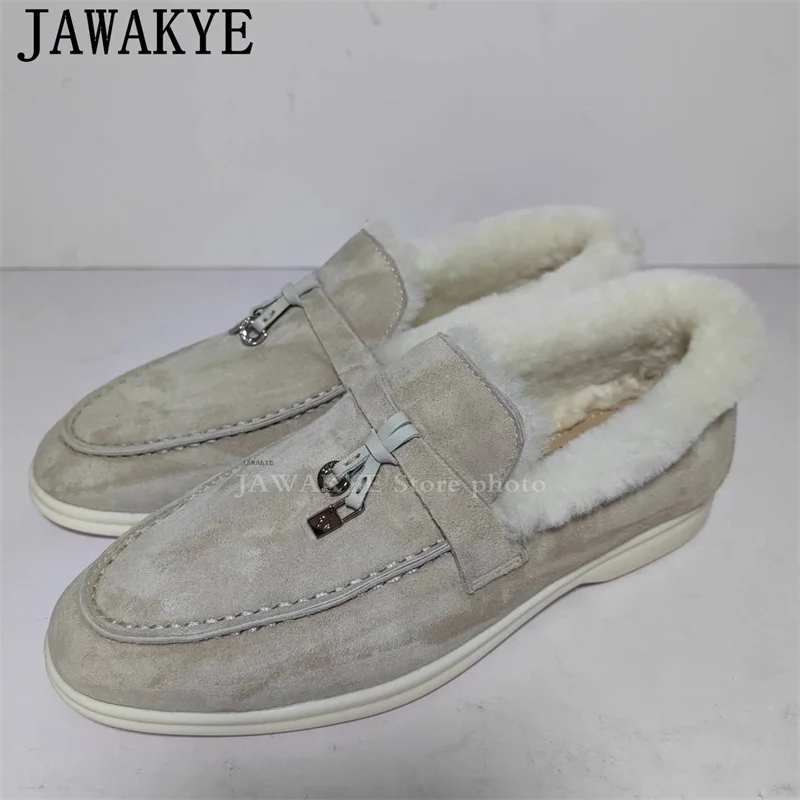 Top Trends: 2021 New Winter Flat Shoes For Women High Quality Low Top Brand Walk Shoes Skidproof Warm Slip-on Wool Fur Loafers Shoes Female Shoppable Styles