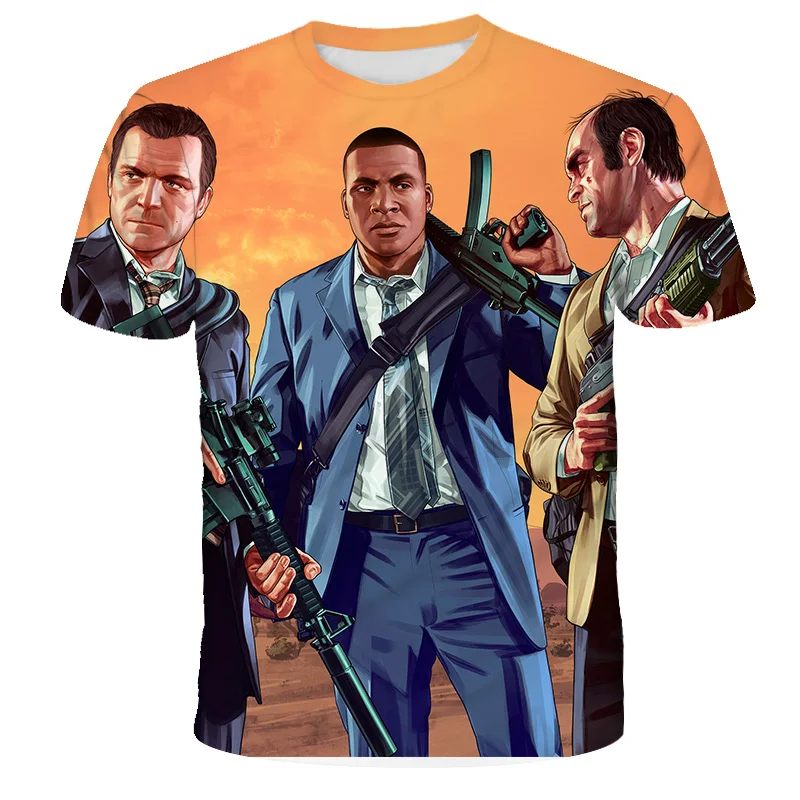 Top Trends: 2022 3D Printing Grand Theft Auto Game Gta 4 / 5 Printed T Shirts Short Sleeve Tshirt Children's Clothing Top T-shirt GTA5 Kids Shoppable Styles - Image 6