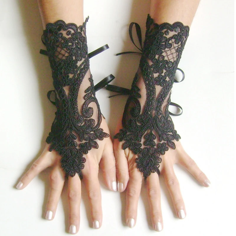 Top Trends: Short Wedding Gloves Ivory White Black Bridal Gloves Girl Party Fingerless Lace Glove Ladies Flower Guantes Wedding Accessories Shoppable Styles - Image 2