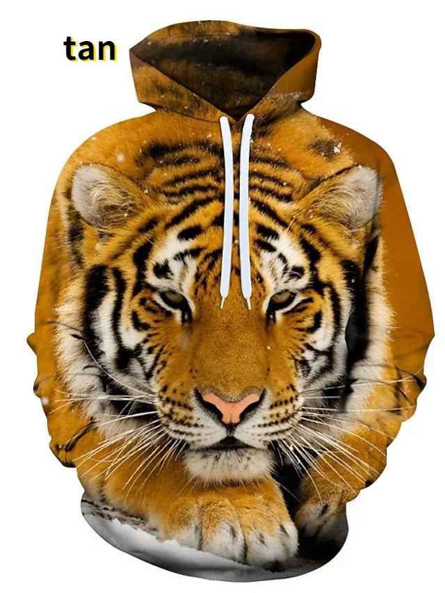 Top Trends: Fashion Animal 3D Graphic Tiger / lion 3D Print Hoodies Fashion Casual Long Sleeved Pullover Sweatshirts Shoppable Styles