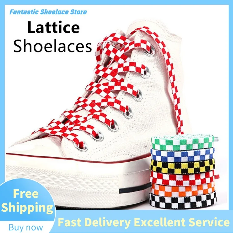 Top Trends: New Black White Checkered Grid Flat Shoelaces Printing Ribbons Shoe Laces Sneaker Man Women Mosaic Shoelaces Laces For Shoes Shoppable Styles