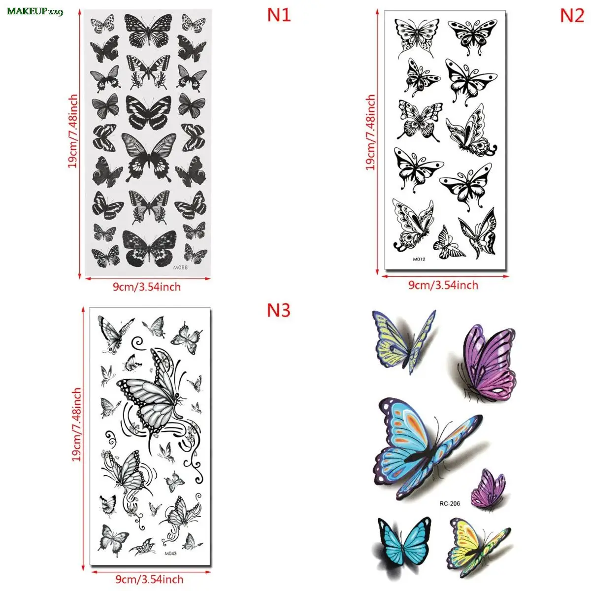 Top Trends: 1Sheet Waterproof Temporary Tattoo Sticker 3D Butterfly Theme Fake Tattoo For Women Body Leg Arm Art 4 Styles Shoppable Styles