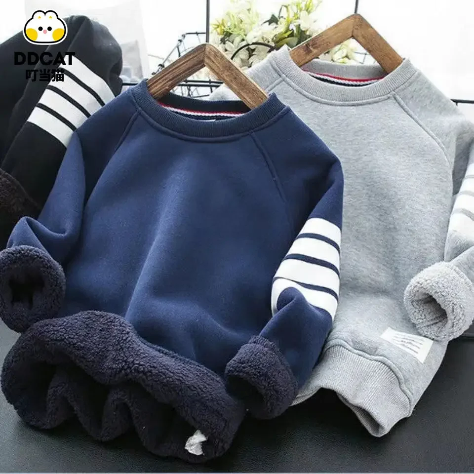 Top Trends: Boys' Thickened Pullover 10 New Winter Middle-Aged And Older Children's Warm Sweater One-Piece Plush Top Shoppable Styles