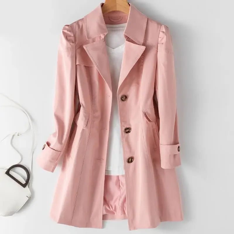 Top Trends: 2023 Spring Autumn Trench Coat Women Windbreaker Slim Long Sleeve Solid Color Jacket Single-breasted Plus Size Outerwear Shoppable Styles