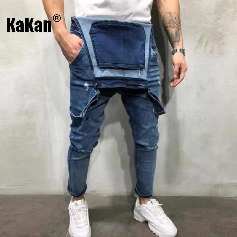 Top Trends: Kakan - European And American New Strap Blue Black Jeans Men's Wear, Youth Popular Strap Long Jumpsuit K34-207 Shoppable Styles - Image 2