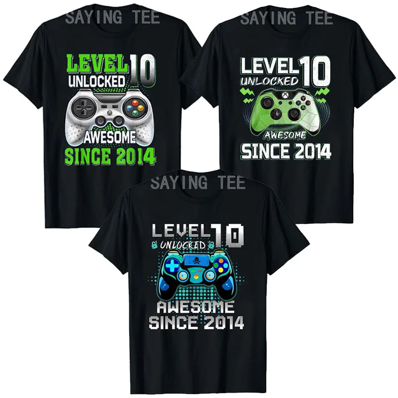 Top Trends: Level 10 Unlocked Awesome Since 2014 Gamer 10th Birthday T-Shirt Sons Gifts Video Game Lover Boy Men Clothing Graphic Tee Tops Shoppable Styles