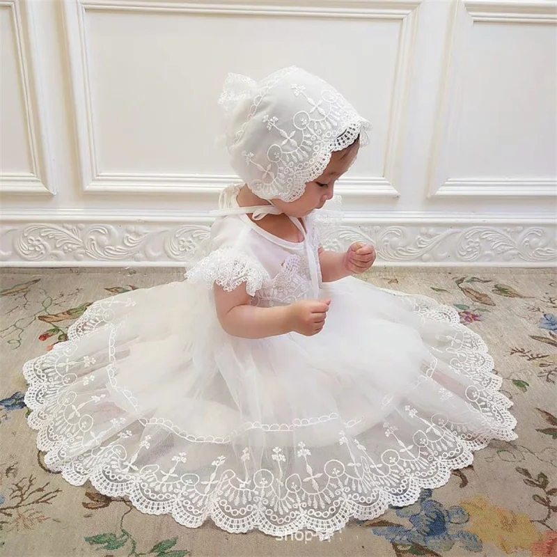 Top Trends: Baby Birthday Princess Dress Elegant Girl Embroidery Flower Beaded White Baptism Tutu Gown Kids Formal Evening Party Costume Shoppable Styles