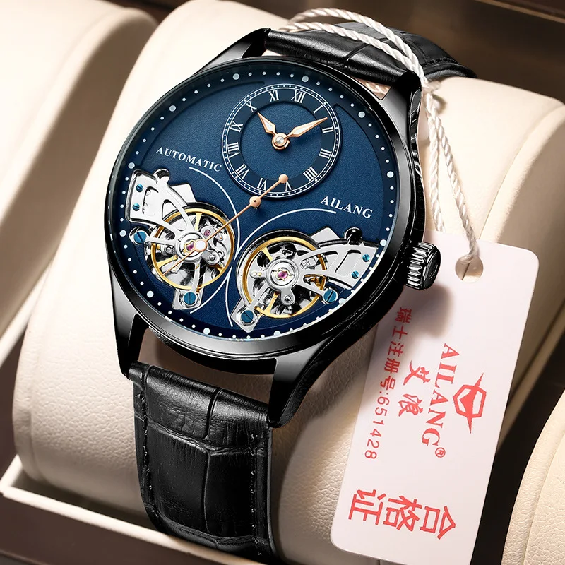 Top Trends: AILANG Double Tourbillon Mens Watches Unique Second Hand Automatic Mechanical Watch Men Waterproof Clock Relogios Masculino Shoppable Styles