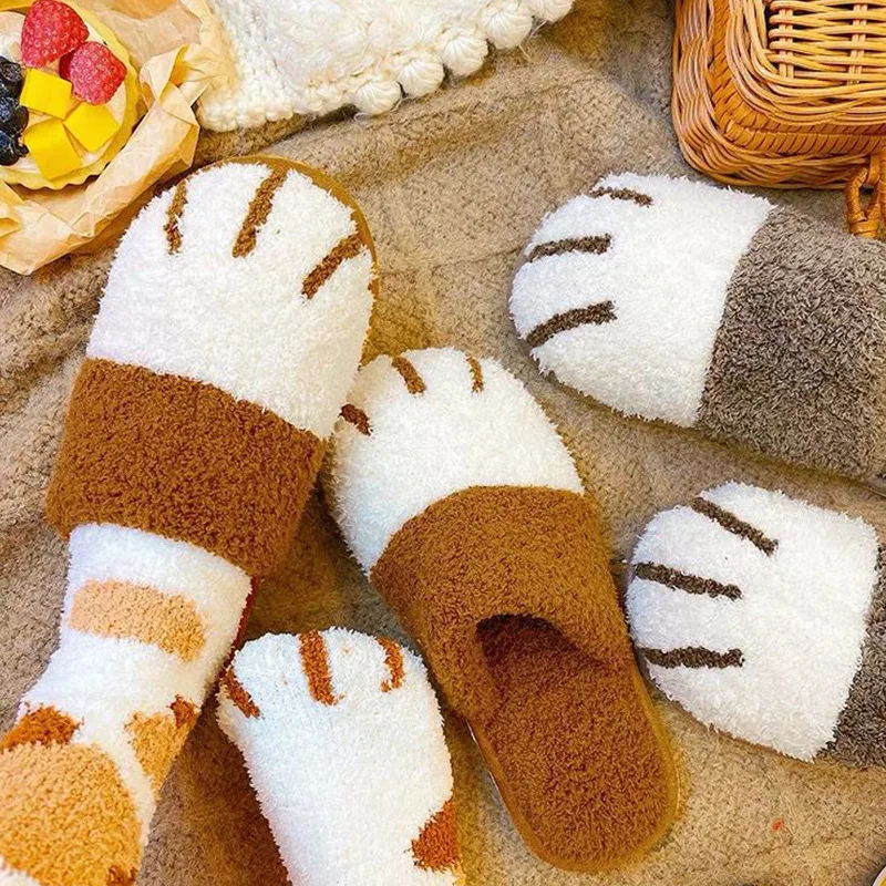 Top Trends: Pallene Winter Plush Slippers For Women Warm Cute Cat Paw Designer House Fur Slippers Indoor Bedroom Lovers Indoor Fluffy Shoes Shoppable Styles - Image 6