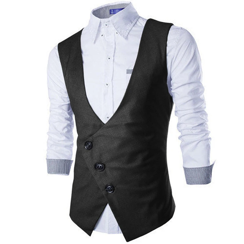 Top Trends: Men's Suit Vest V-Neck Steampunk Jacket Fine Fabric Business Slim Fit Vests Waistcoat Shoppable Styles