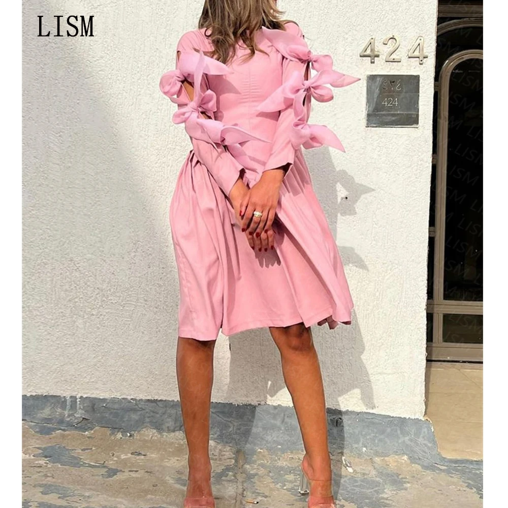 Top Trends: LISM Vestidos De Fiesta Elegantes Para Mujer 2023 Knee Length Draped Homecoming Dresses Long Sleeves Bow Custom Made Outfit Shoppable Styles