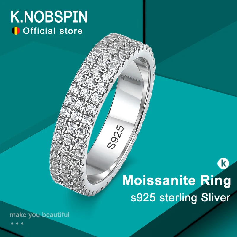 Top Trends: KNOBSPIN Full Moissanite Ring 925 Sterling Sliver Plated 18k Eternity Band Hip Hop Rings For Woman Man Party Sparkling Jewely Shoppable Styles