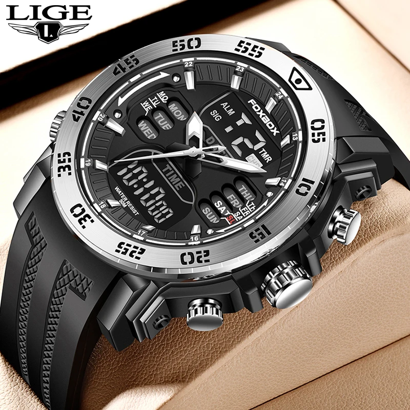 Top Trends: LIGE Men Digital Watch Military Sports Swimming Big Watches Fashion 50M Waterproof Electronic Wristwatch Mens Relogios Masculino Shoppable Styles