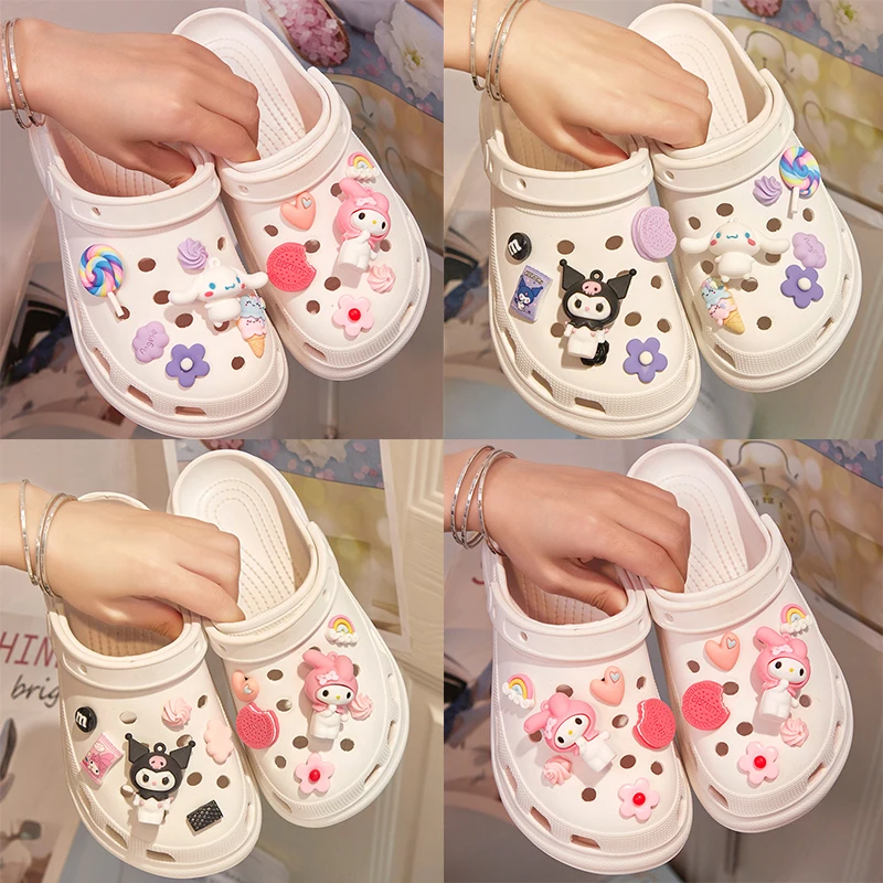 Top Trends: Sanrio Series Shoe Buckle Set PVC Decorations Clogs DIY Slippers Accessories Souvenir Fit Croc Charm Kids Girls Women X-mas Gift Shoppable Styles