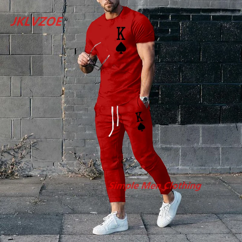 Top Trends: New Men's Trousers Tracksuit 2 Piece Set 3D Printed K Solid Color Short Sleeve T Shirt+ Long Pants Street Clothes Male Clothing Shoppable Styles