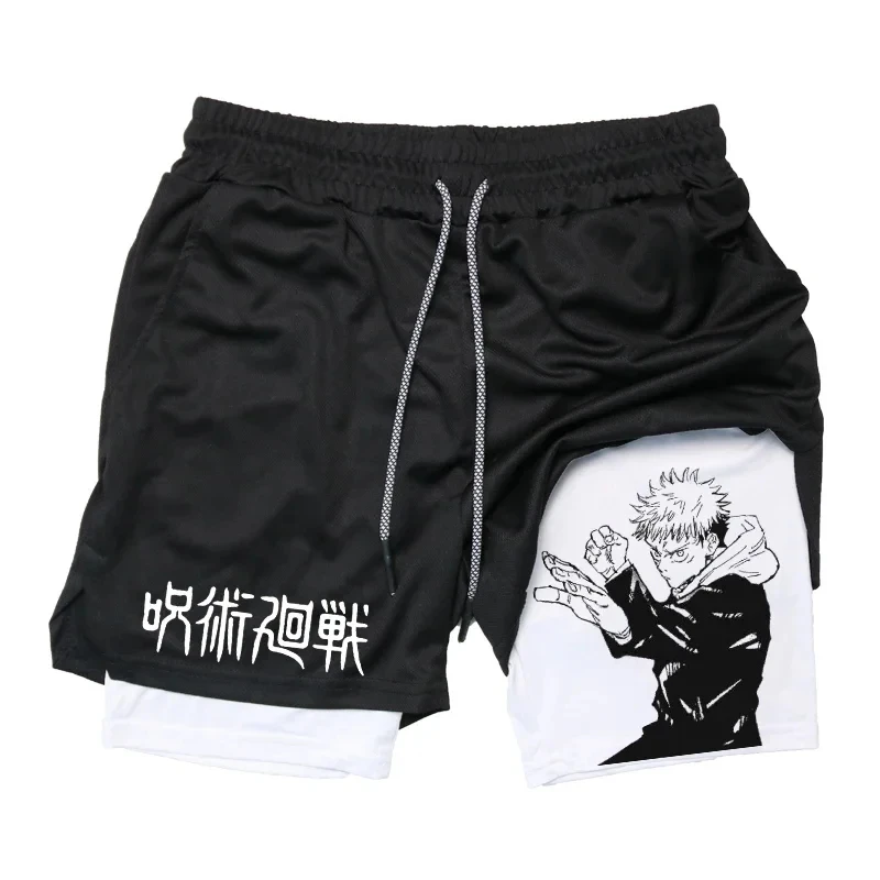 Top Trends: Itadori Yuji 2 In 1 Compression Shorts For Men Anime Jujutsu Kaisen Performance Shorts Basketball Sports Gym Shorts With Pockets Shoppable Styles