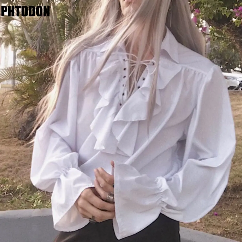 Top Trends: Men Pirate Shirt Vampire Prince Poet Shirts Medieval Buccaneer Frills Lace Up Renaissance Vintage Gothic Viking Blouse Tops Shoppable Styles