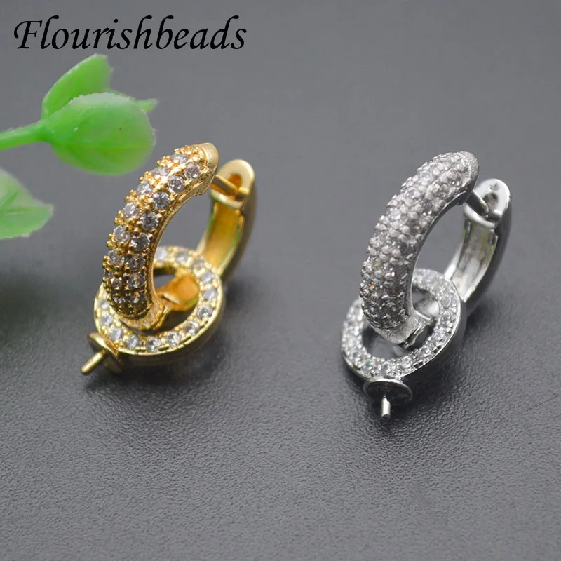 Top Trends: High Quality Metal Circle Shape Pin Round Earring Hooks Jewelry Findings Zircon Beads Setting Fit Half Hole Stones Shoppable Styles