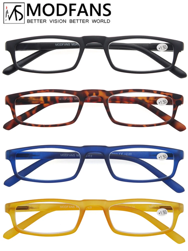 Top Trends: MODFANS Reading Glasses - 4 Pairs Fashion Readers Narrow Frame Spring Hinge For Men Women Shoppable Styles