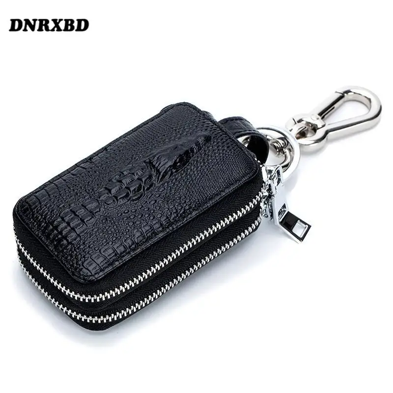 Top Trends: Genuine Leather Car Key Dual Zippers Pocket Key Holder Remote Control Protector Cover Key Case Suitable For All Kinds Of Car Key Shoppable Styles