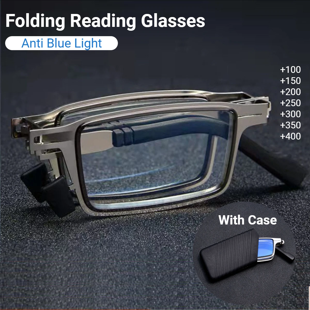 Top Trends: Portable Folding Reading Glasses Men Metal Round Square Anti Blue Light Eyewear Presbyopia Eyeglasses Frame Diopter + 1.0 To + 4.0 Shoppable Styles