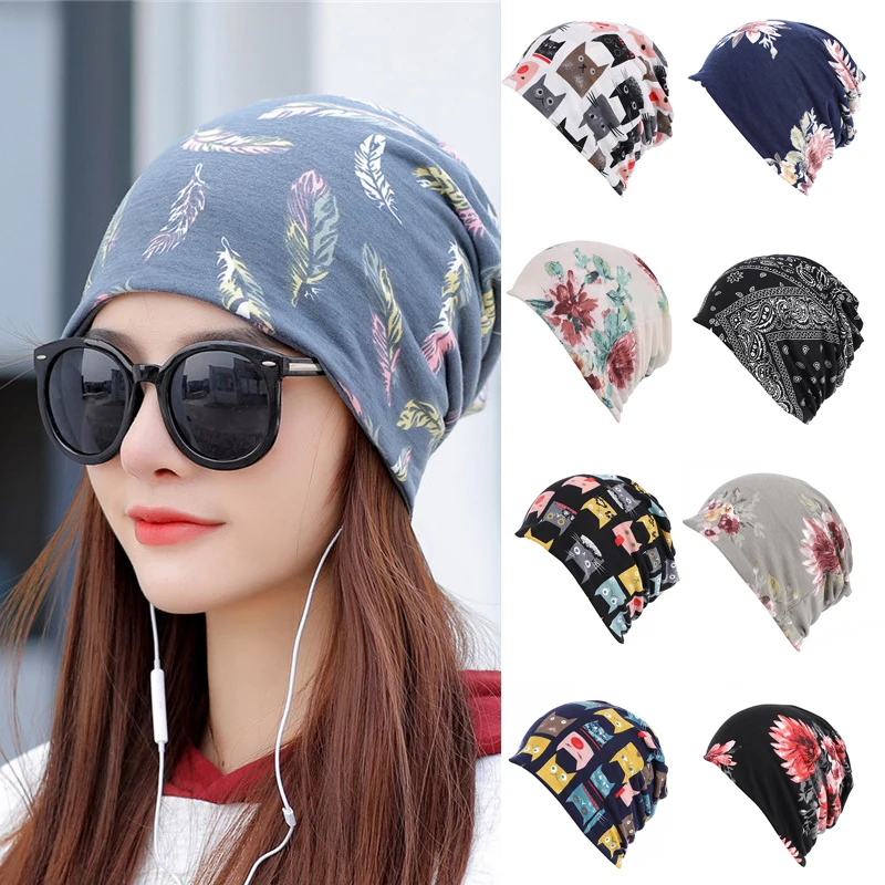 Top Trends: Women Printed Warm Beanie Hats Chemotherapy Cap Summer Thin Cap Turban Tube Bandana Headband Soft Stretch Bonnet Nurse Cap Shoppable Styles